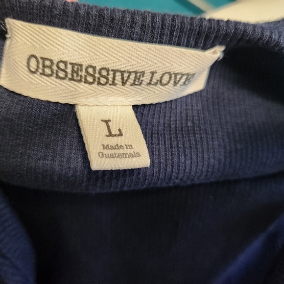 Obsessive Love‎ Navy blue cropped graphic tank top size large - Picture 6 of 9